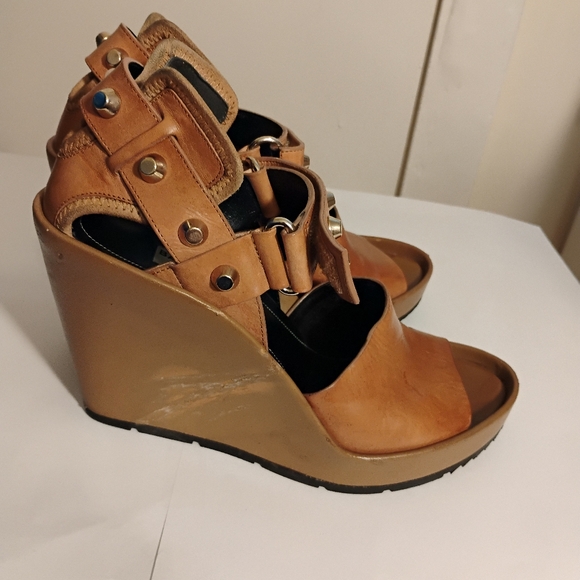 Balenciaga Studded Ankle Strap Wedge Sandals 38 - Picture 1 of 13